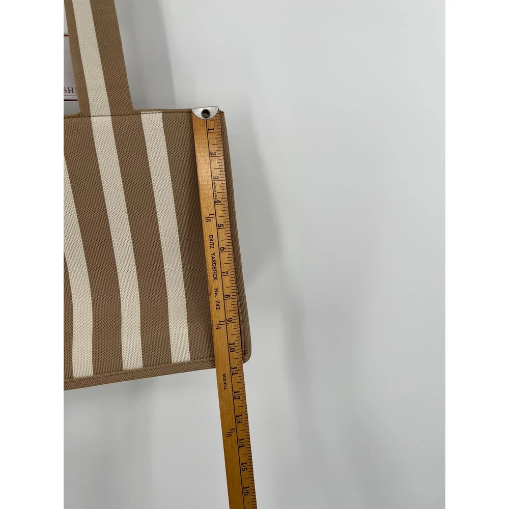 Shiraleah Chicago Isla Boxy‎ Tote Bag Tan Cream Striped Canvas NWT Beach Summer